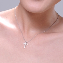 Silver Jewelry S925 Artificial Diamond Cross Pendant Sterling Silver Necklace Women choker Simple Gift 0030