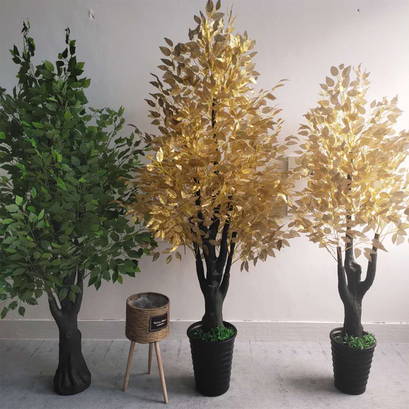 Artificial Money Tree, Golden Banyan Tree, Decorative Plant, Fake Potted Plant, Large Floor-Standing Tree for Living Room, Green Plant, Plastic Bonsai