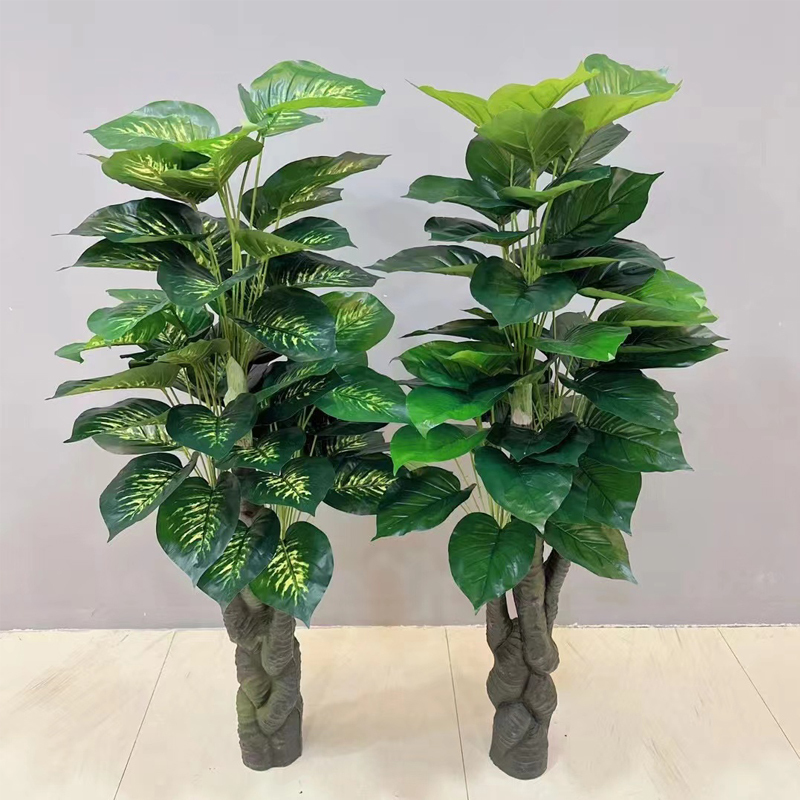 Artificial Potted Plants, Fake Green Radish, Money Tree, Peace Lily, Evergreen, Living Room Indoor Decoration, Large Floor-Standing Green Plants