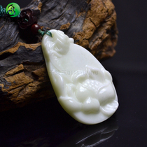 Lantian jade lotus lotus lotus root sweater chain pendant pendant natural Shaanxi Xian Lantian jade