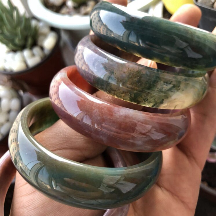 Live jade bracelet Natural pink purple hibiscus jade water grass Red Agate crystal Ocean water grass Emerald green Yang green white