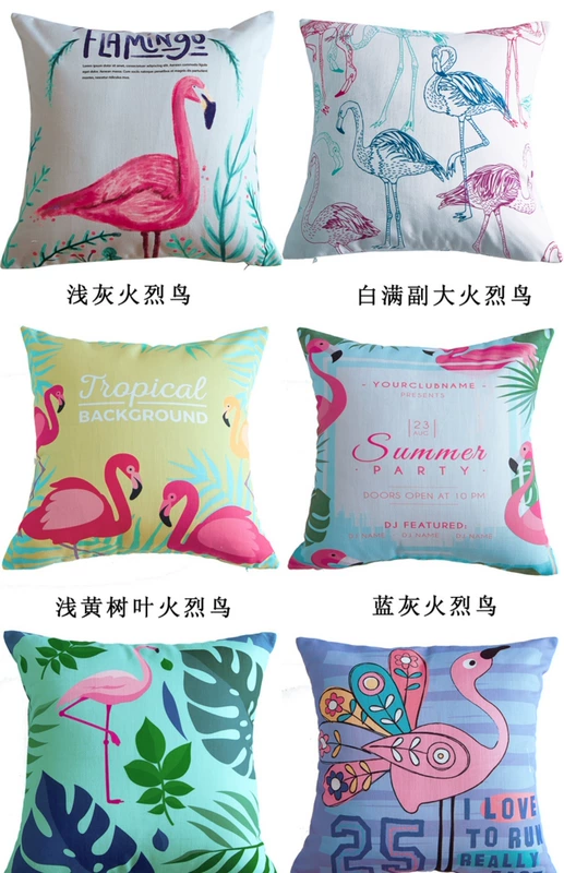 Fresh mục vụ bông gối bìa Bắc Âu flamingo gối xe eo đệm văn phòng đệm sofa Mỹ - Trở lại đệm / Bolsters gối vuông sofa