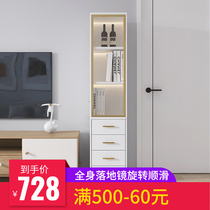 Dressing mirror full body mirror floor mirror rotating storage cabinet household clothes hanger one fitting mirror light luxury net red