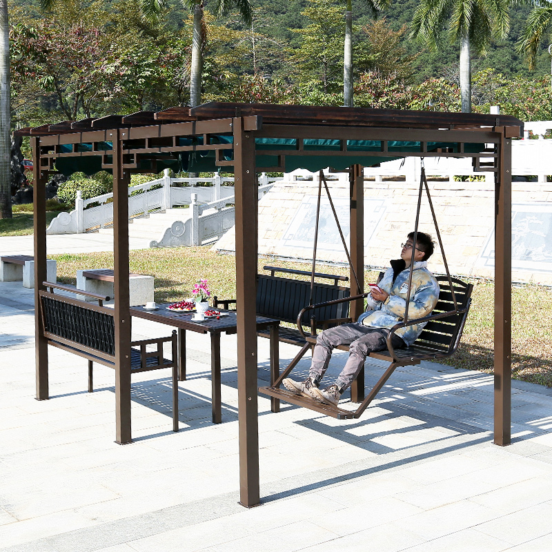 Outdoor gazebo courtyard swing anti-corrosion wood grape trellis canopy villa garden design plastic wood climbing vine pavilion