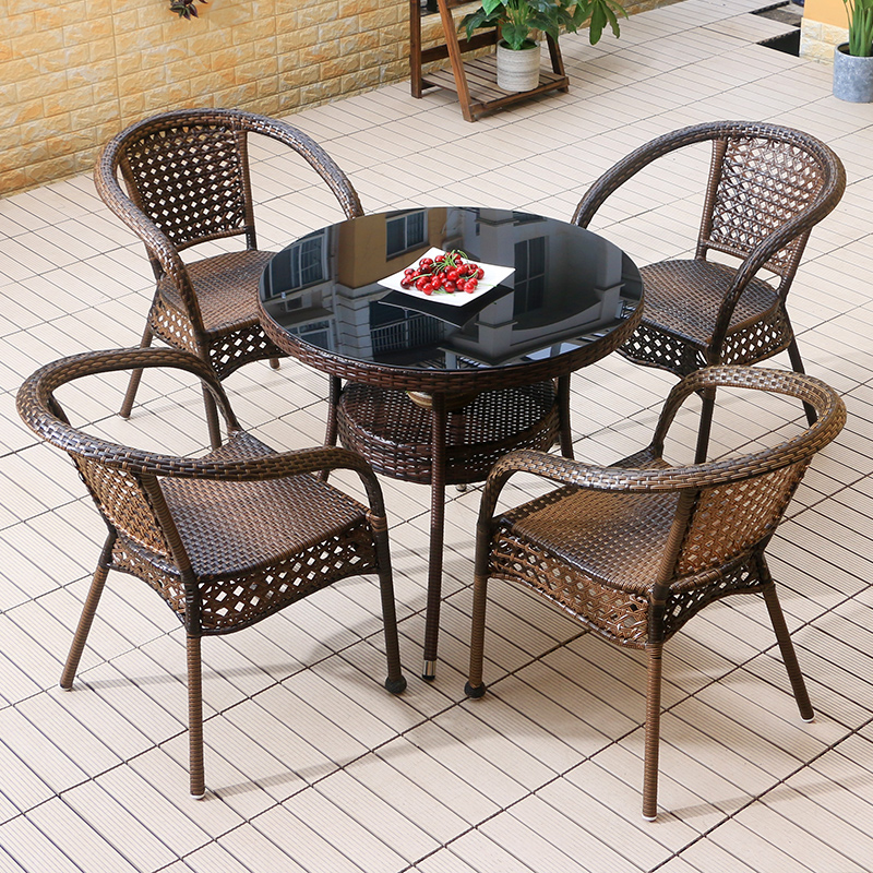 Outdoor table and table Balcony Terrace Terrace Rattan Cane three-five pieces Casual Outdoor Tea Table Modern Vines ART AND CHAIRS COMBINATION