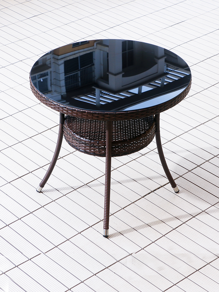 Outdoor balcony rattan table and chair outdoor courtyard wrought iron leisure coffee table backrest chair single small chair combination