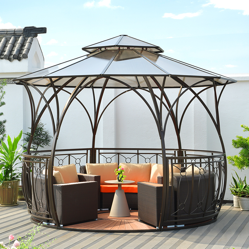 Gazebo Outdoor Courtyard Villa Homestay Garden Tent Rainproof Iron Art Pavilion Outdoor Rain Shed Aluminum Alloy Sunshade