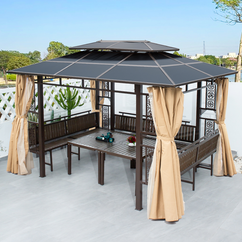 Gazebo Outdoor Villa Courtyard Roof Garden Canopy Outdoor Farmhouse Awning Wrought Iron Terrace Eight-Pillar Pavilion