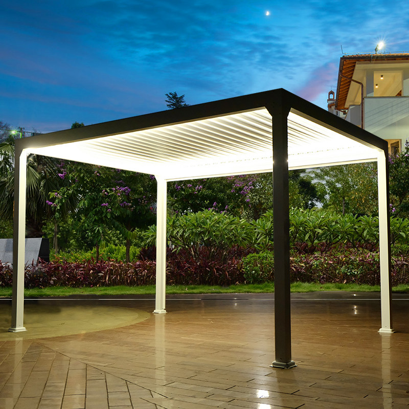 Outdoor gazebo awning garden outdoor leisure greenhouse tent terrace open-air aluminum alloy moonlight retractable shed