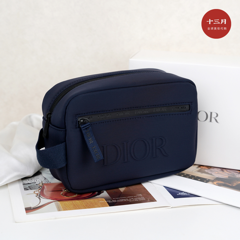 Dior Wilderness Space Cotton Navy Blue Cosmetic Bag New Men's Handheld Toiletry Bag Large Capacity Storage Bag Dior Wilderness Space Cotton Navy Blue Cosmetic Bag New Men's Handheld Toiletry Bag Large Capacity Storage Bag