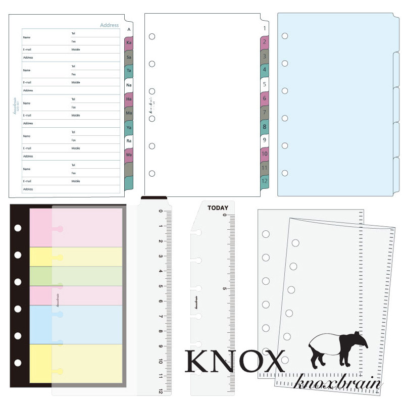 Japan Knox Refill A7 127x 80mm 6-hole loose leaf sheet area paging pad zipper bag punch