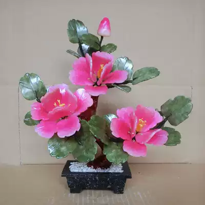Jade bonsai 3 peony flower living room Office wine cabinet TV cabinet ornaments home decorations gift gifts
