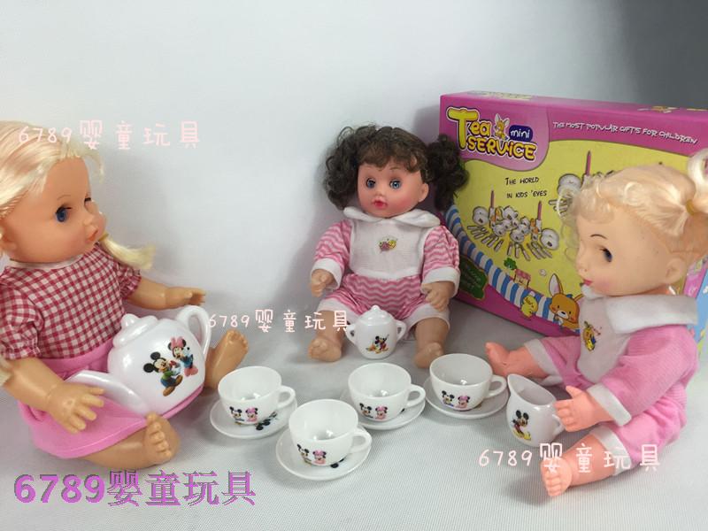 Trẻ em chơi nhà nhựa đồ chơi bộ trà phù hợp với cậu bé cô gái Mickey tách trà ấm trà quà tặng chơi xe