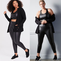 1738 Fat MM large size coated quick-drying stretch leather bra, leather pants, fitness pants, black sweatshirt 200 300 400