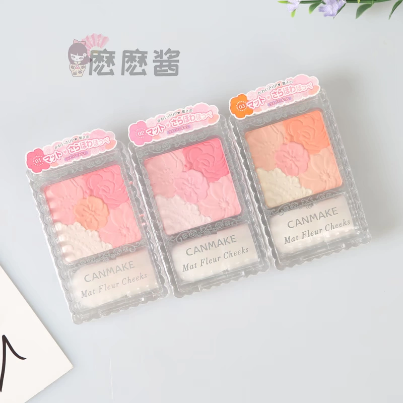 Nhật Bản Iida CANMAKE cánh hoa năm màu má hồng Pearlescent sửa chữa công suất má hồng bằng cọ - Blush / Cochineal má hồng kem nars