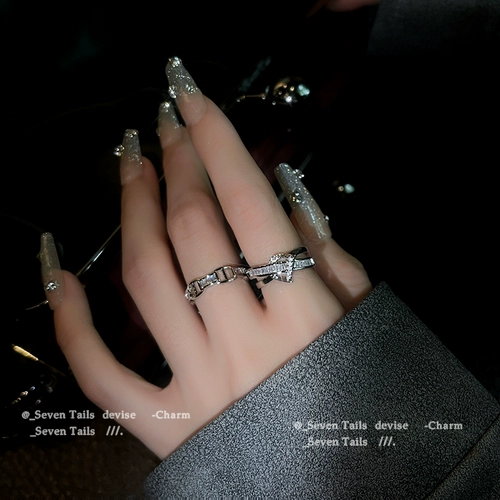 Серебряное модное регулируемое кольцо с буквами, на указательный палец, легкий роскошный стиль, микроинкрустация