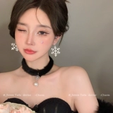 Изысканные серьги, со снежинками, изысканный стиль, популярно в интернете, легкий роскошный стиль