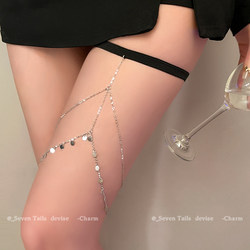 Exotic style~Double-layer sequin tassel anklet 2024 new style leg chain Internet celebrity versatile fashion sexy body chain