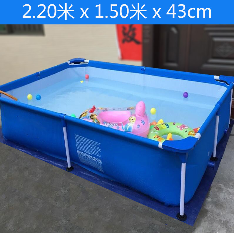 Blue And White 221 * 150 * 43Cm (Standard)Super large adult Bracket Swimming Pool children household family No inflation Play pool Big child thickening outdoors pool