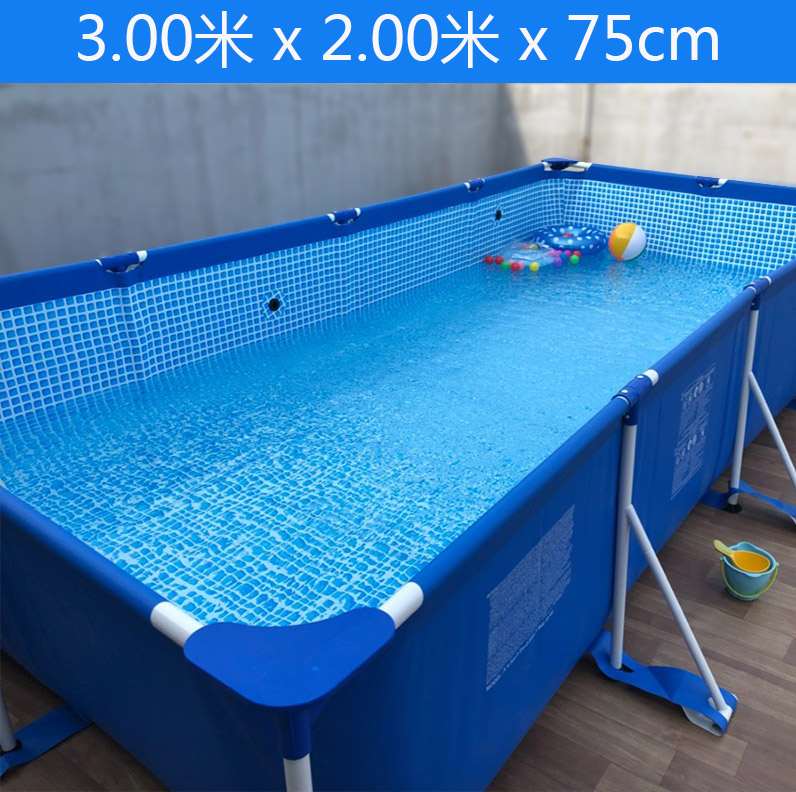 Plaid 300 * 200 * 75Cm (Standard)Super large adult Bracket Swimming Pool children household family No inflation Play pool Big child thickening outdoors pool