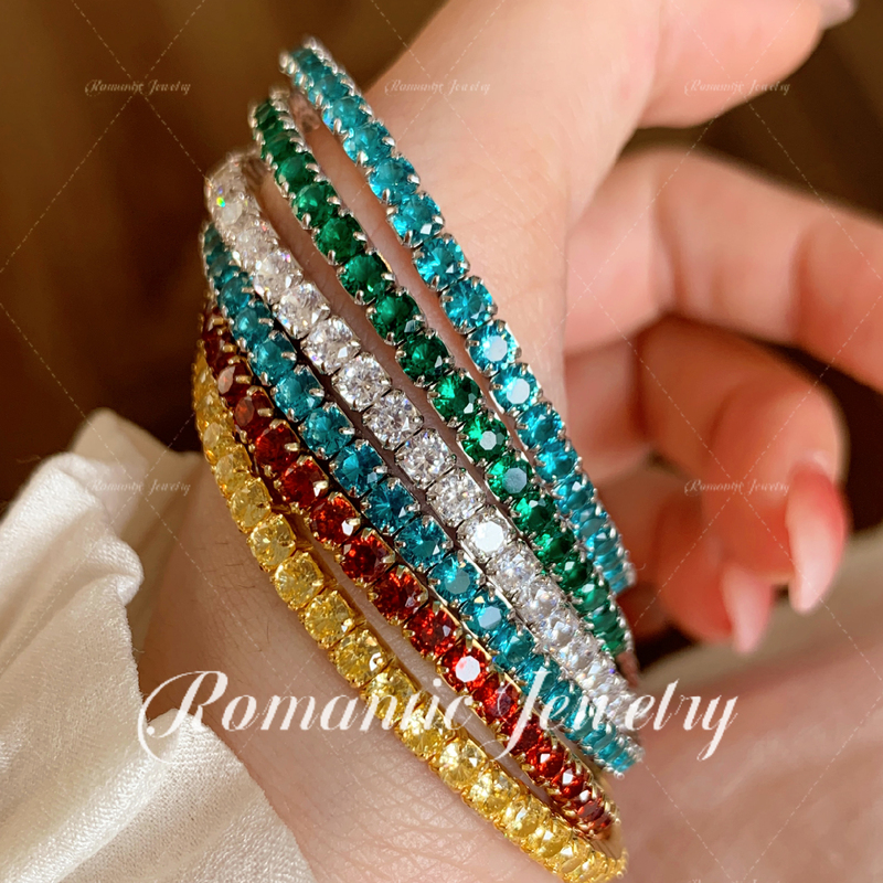[Zhu Zhu-Romanticvibe] Tennis Diamond Bracelet | 5A High Carbon Diamond Full Inlaid Stretch 925 Silver Bracelet
