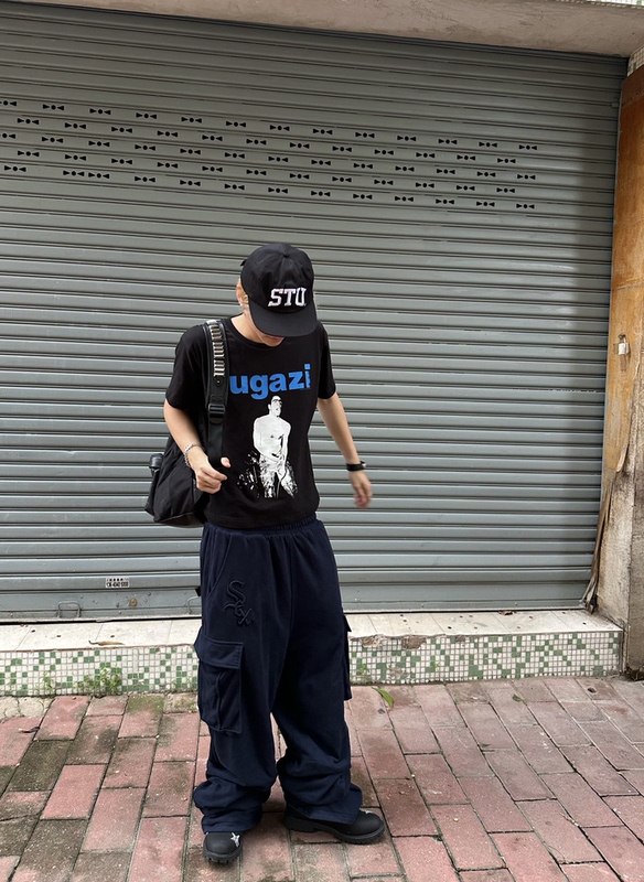 In Stock Fugazi 00S Handmade Screen-Printed Thermosetting Ink Boxy Fit Cylindrical Vintage Street Short-Sleeve T-Shirt