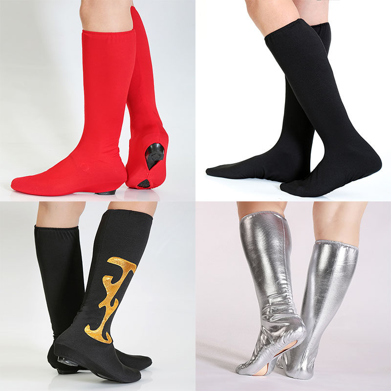 Dance boot cover performance boot cover children's adult shoe cover gold red black green long shoe cover elastic boot cover performance shoe cover