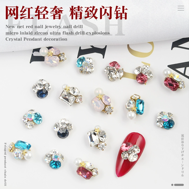 Mô hình vụ nổ Nhật Bản móng tay ba chiều heap kim cương sáng bóng ngọc trai nước Séc kim cương cao cấp phụ kiện sơn móng tay cô dâu - Công cụ Nail