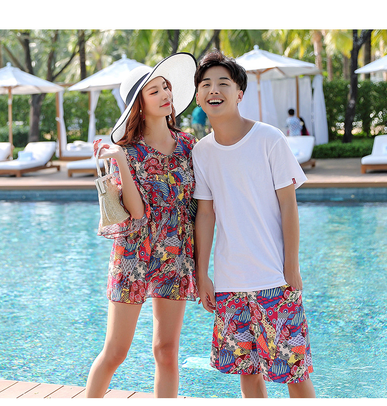 2019 cặp đôi mới bơi phù hợp với khu nghỉ mát bên bờ biển suối nước nóng bikini ba mảnh áo tắm nam quần đi biển - Vài đồ bơi 	đồ đôi đi biển chụp hình cưới	