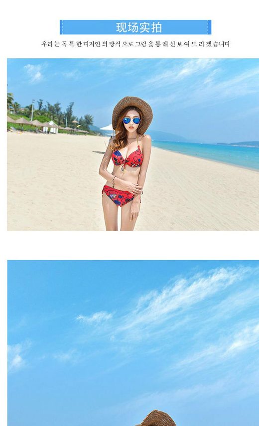 Bộ bikini mới ba mảnh áo tắm nữ gợi cảm nhỏ tươi chia áo tắm siêu tụ tập ngực áo tắm nữ mùa xuân nóng bỏng đồ bơi nữ dài tay