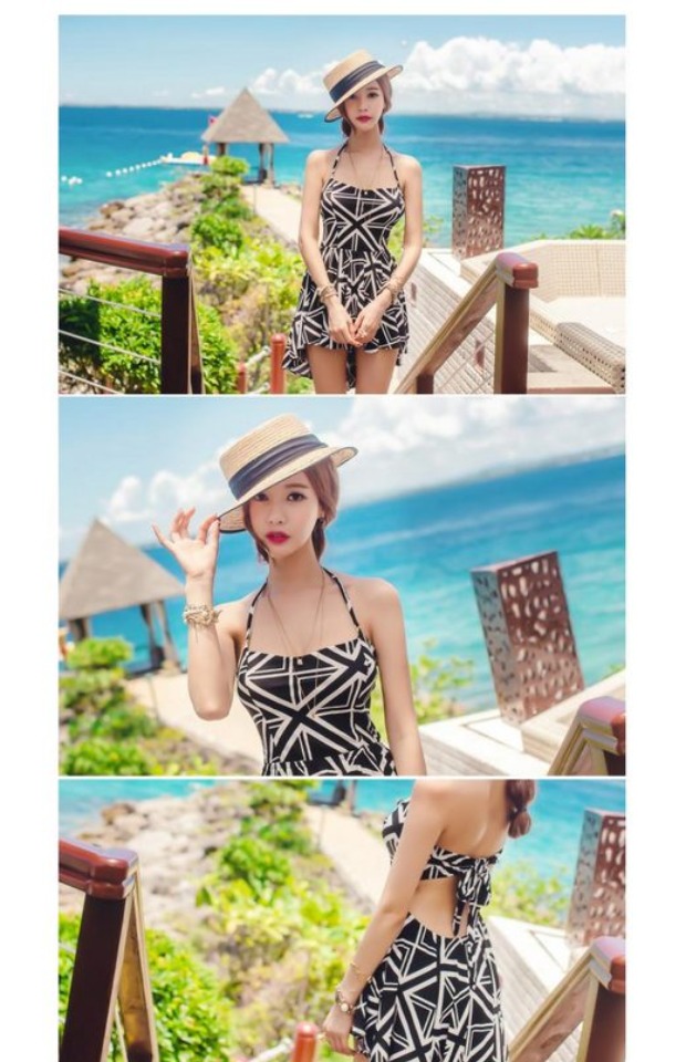 Cặp đôi thời trang mới của Hàn Quốc đồ bơi kiểu váy một mảnh thu thập bảo thủ che bụng nóng bỏng áo tắm nữ đồ bơi - Vài đồ bơi 	đồ đôi đi biển cặp	