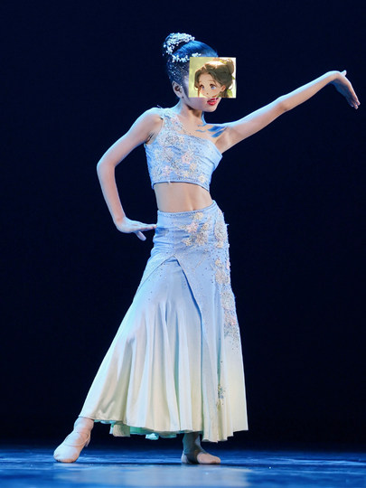 傣族舞蹈服小花都灵剧目舞蹈表演服包臀修身艺考服渐变色练习裙