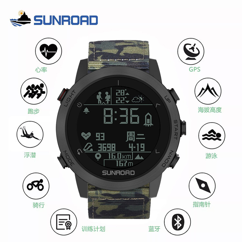 Songlu T5 Beidou Gps Watch Heart Rate Monitor Running Cycling Climbing Step Counter Altitude Waterproof Compass Barometer