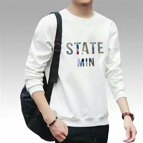 Clothes worn for work, loose and versatile long sleeved T-shirts, sweaters, men's autumn and winter bottoms for work on_voghion.com