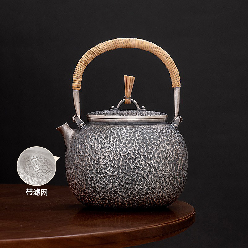 純銀手工泡茶壺日式復古銀水壺999純銀燒水壺-Taobao-Tmall