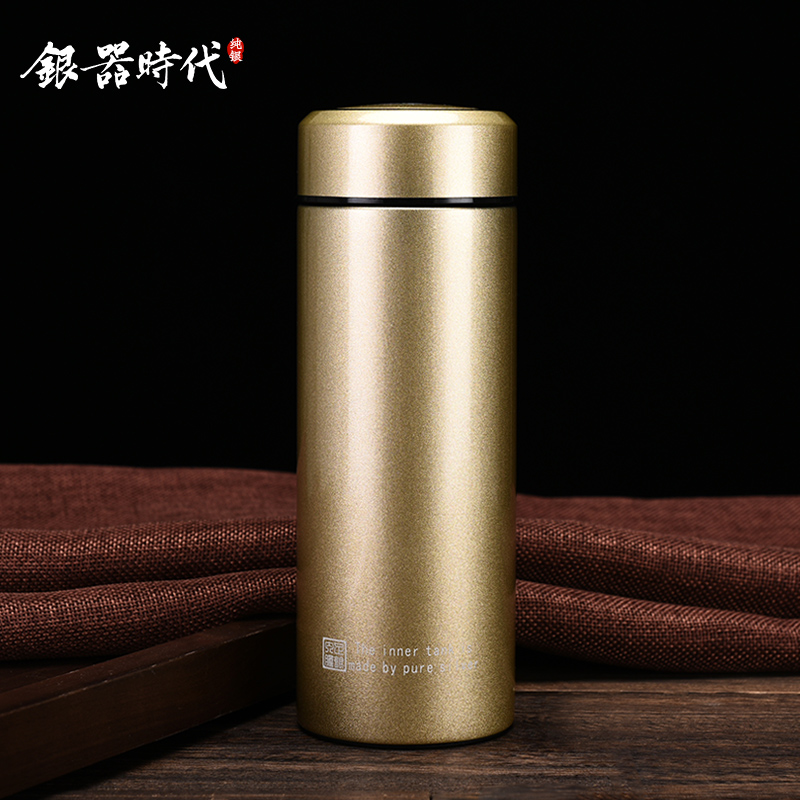 Upscale frosted hand feel pure silver water glass 999 pure silver health cup tea water cup men's senior insulation silver cup delivery
