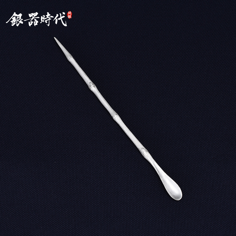 Silver Age sterling silver tea needle teaspoon S999 sterling silver handmade tea spoon kung fu tea set tea ceremony accessories