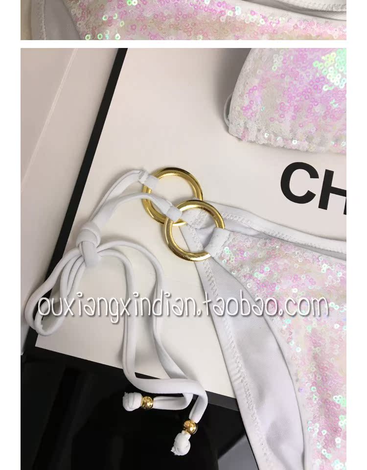 Idol cửa hàng mới bikini trắng sequin bikini áo tắm huỳnh quang gradient thời trang áo tắm gợi cảm châu Âu và Mỹ - Bikinis bộ đồ tắm
