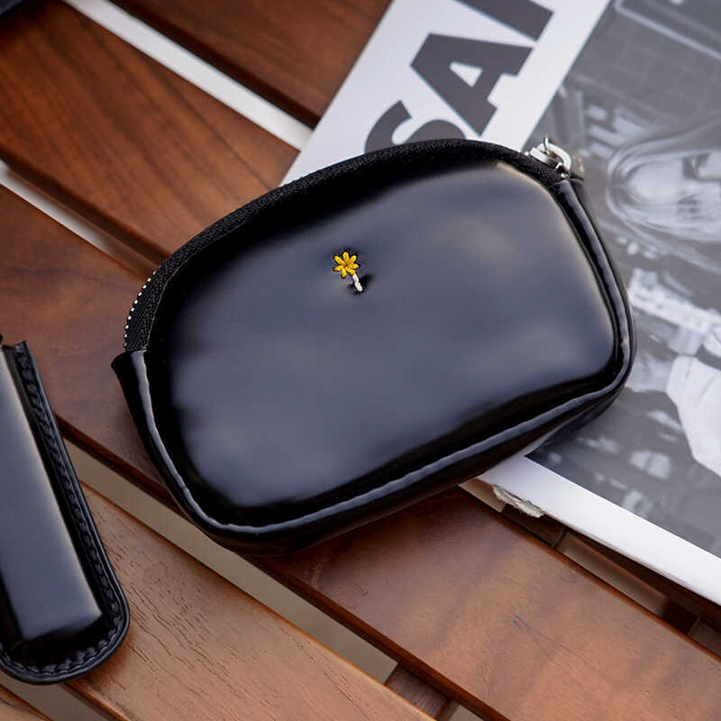 Leather Goods Store Horsehide Black Zipper Multifunctional Portable Genuine Leather Earphone Storage Card Holder Small Coin Purse Leather Goods Store Horsehide Black Zipper Multifunctional Portable Genuine Leather Earphone Storage Card Holder Small Coin Purse