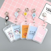 Transparent card cover College student hard hanging chain card bag rope buckle Subway lady pick-up bus card set ID card