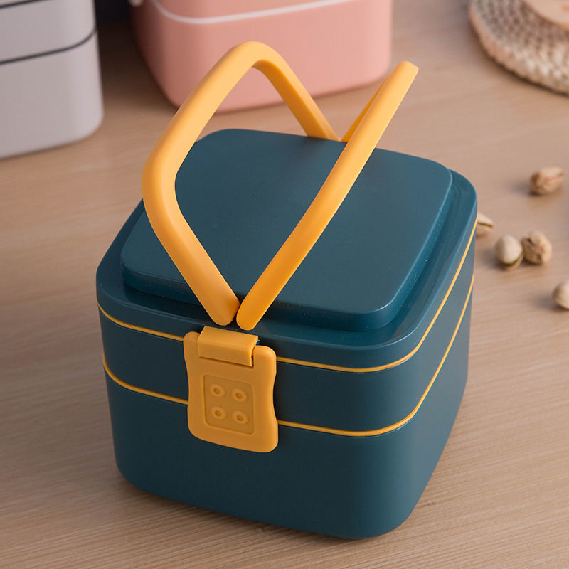 Operating lunch box double-layer Japanese portable microwave oven portable box separation large heating lunch box with new products