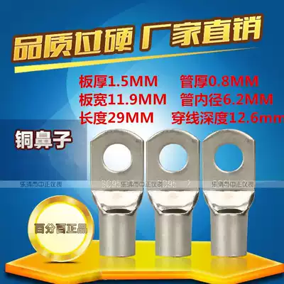 SC16-6 8 10 peep copper terminal block Short copper terminal block tinned copper ear square national standard thickened copper