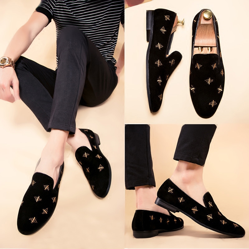 Matte leather men's pointed leather shoes autumn breathable set of feet Korean style lazy Doudou shoes British hair stylist men's shoes