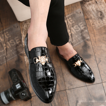 Summer Korean version Pointed Leather Shoes Youth Trend Inglust Wind Casual Tide Shoes Paint Leather Hair Stylist Shoes 100 Hitch Shoes