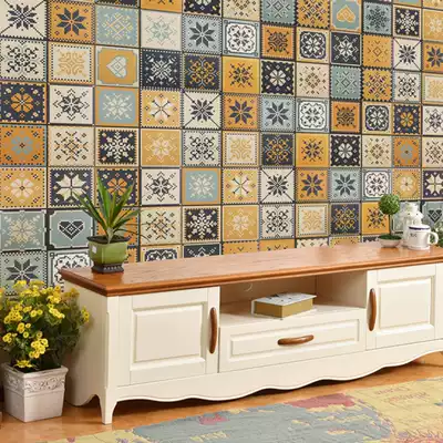 Retro small tile 300x300 Powder room Kitchen art imitation hand-painted tile Balcony non-slip floor tile Antique brick