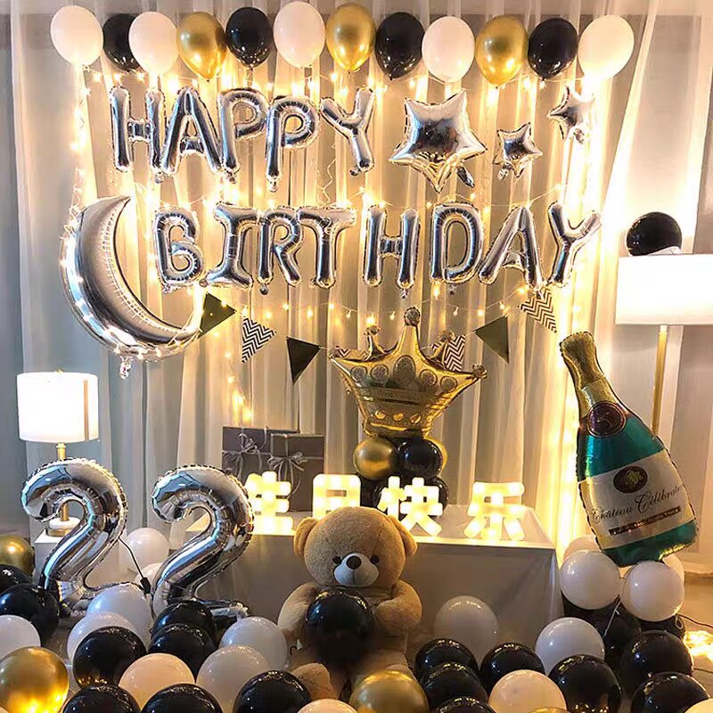 Happy Birthday Confession Surprise Party Proposal Romantic Graduation Season Decorated Balloon Scene KTV Background Layout