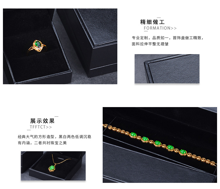 Hộp trang sức đen trắng xiên hộp nhẫn cao cấp mặt dây chuyền vòng tay hộp vòng cổ hộp nhựa hộp trang sức tùy chỉnh logo - Vòng đeo tay Cuff vòng tay bạc nữ