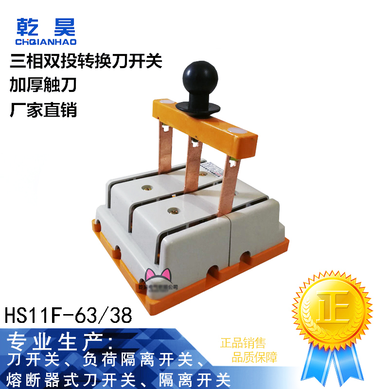 HS11F-100 38 Two - way Switch Switch Three - phase double - rod switch to error - proof knife switch 100A