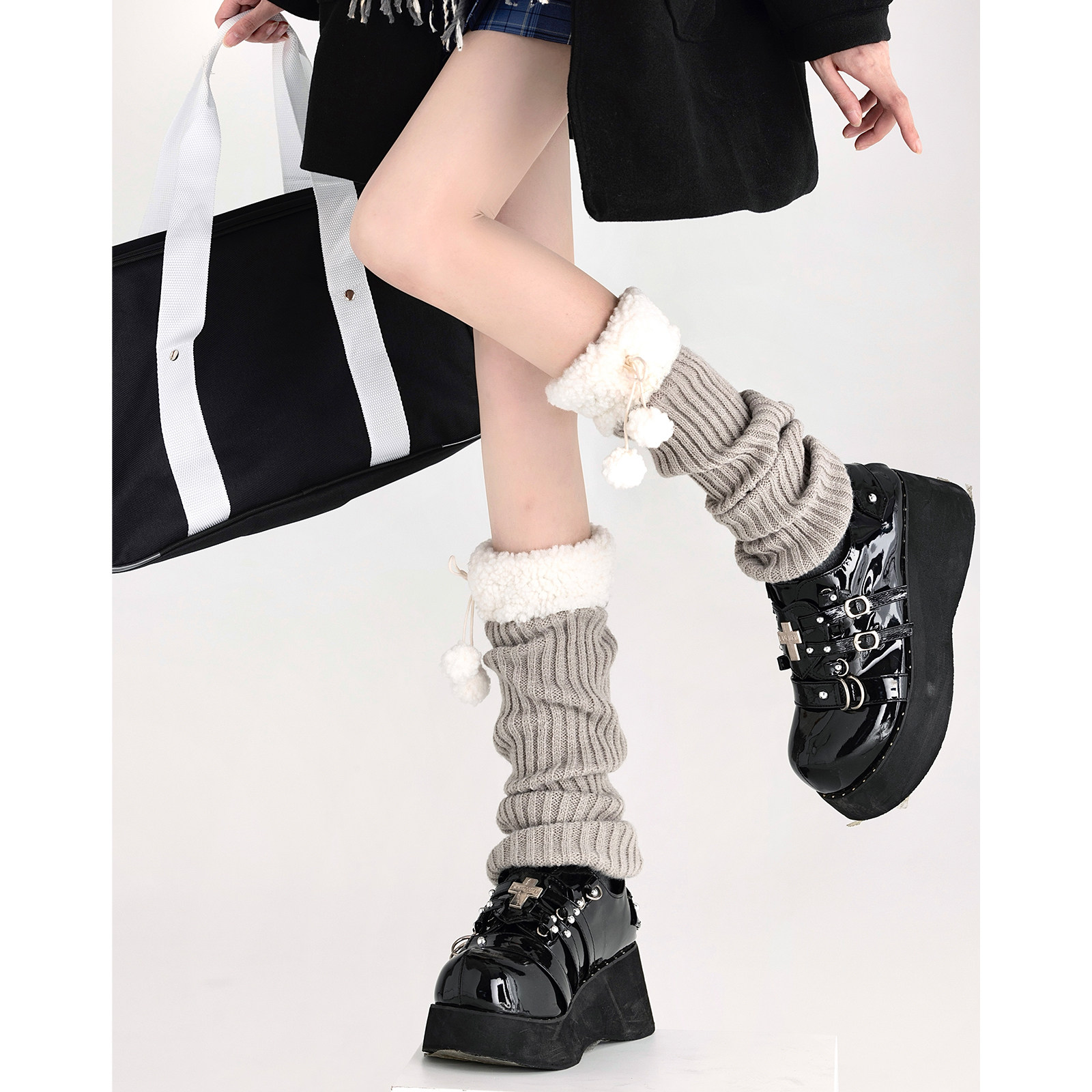 Day Ensemble Adorable Lolita Legs Sleeve Japan Autumn Winter Sheep Lamb Wool Warm Wool Socks Kit Jk Retro Heaps Stocking Socks Children-Taobao