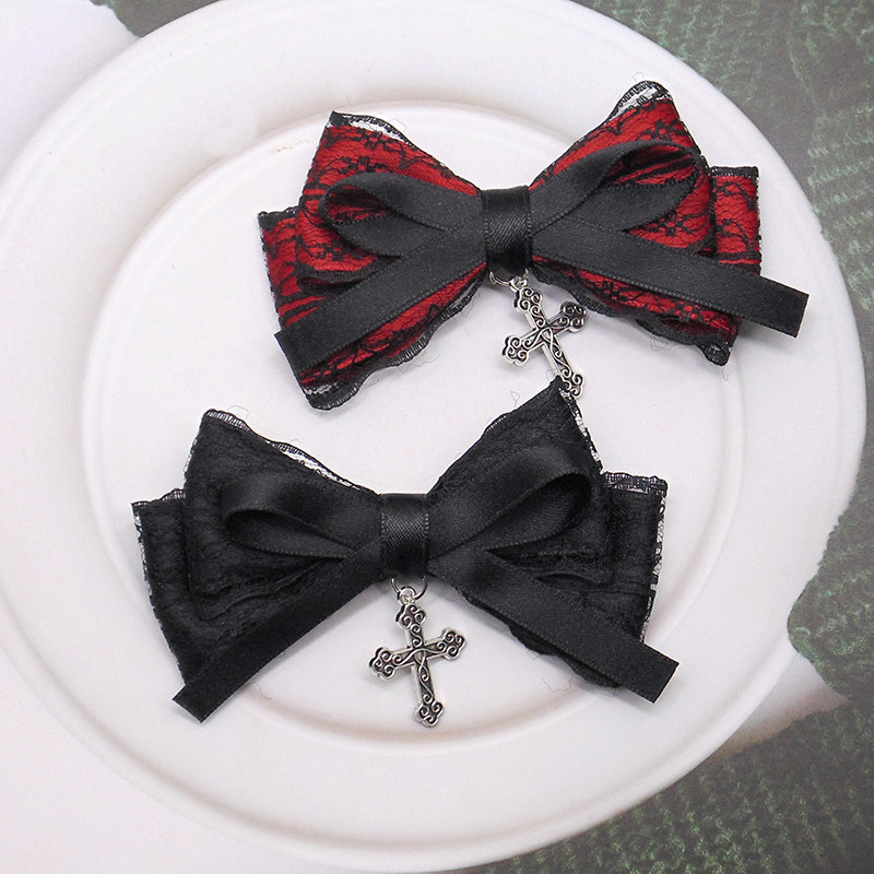 Lace cross bow tie bow tie dark sweet cool style women's fashion individual gothic Lolita brooch accessories